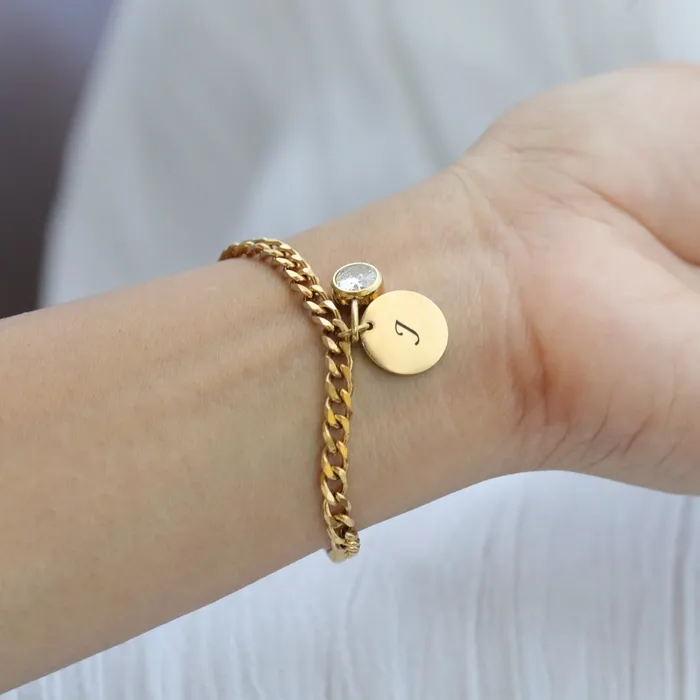 Jewelvers Bracelets 14K GoldFilled Custom Gold Bracelet Personalized Initial Bracelet