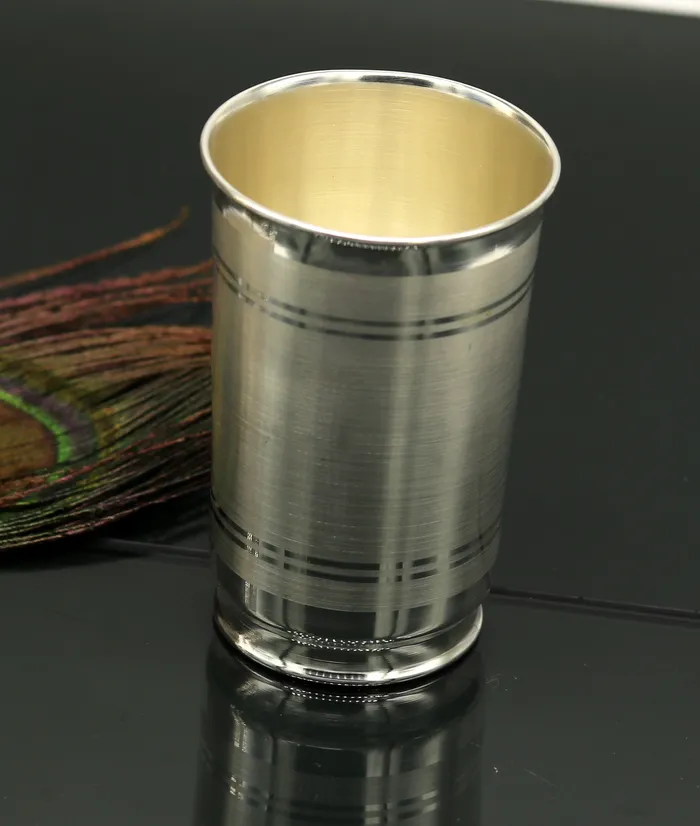 Rings TRIBAL ORNAMENTS Pure 999 fine silver handmade vessels watermilk Glass tumbler silver flask baby kids silver utensils stay healthy water glass sv71