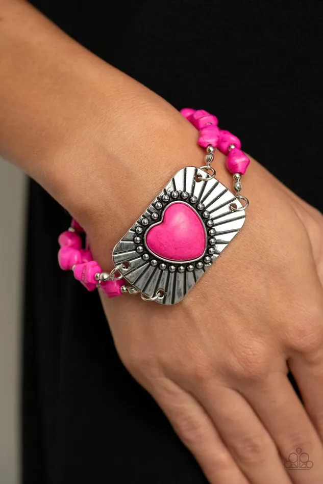 Bracelets Paparazzi Jewelry Paparazzi Bracelet Sandstone Sweetheart Pink