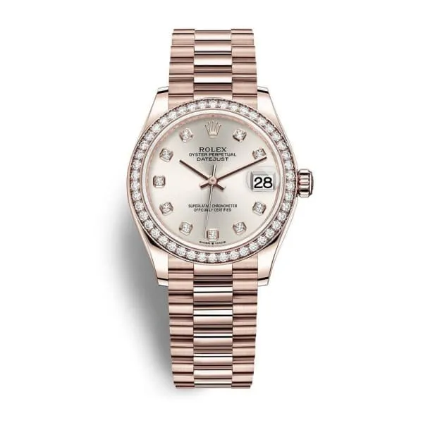 Bracelets Rolex Rolex Datejust 31mm Ref 278285rbr0030 Silver Diamond Dial Diamond Bezel 18K Rose Gold President Bracelet Womens Watch Bracelets Rolex Rolex Datejust 31mm Ref 278285rbr0030 Silver Diamond Dial Diamond Bezel 18K Rose Gold President Bracelet Womens Watch
