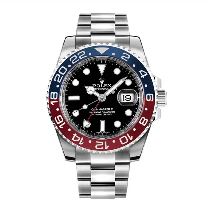 Bracelets Rolex Rolex GMTMaster II Pepsi 40mm Ref 116719BLRO Black Dial Red Blue Ceramic Bezel 18K White Gold Oyster Bracelet Mens Watch Bracelets Rolex Rolex GMTMaster II Pepsi 40mm Ref 116719BLRO Black Dial Red Blue Ceramic Bezel 18K White Gold Oyster Bracelet Mens Watch