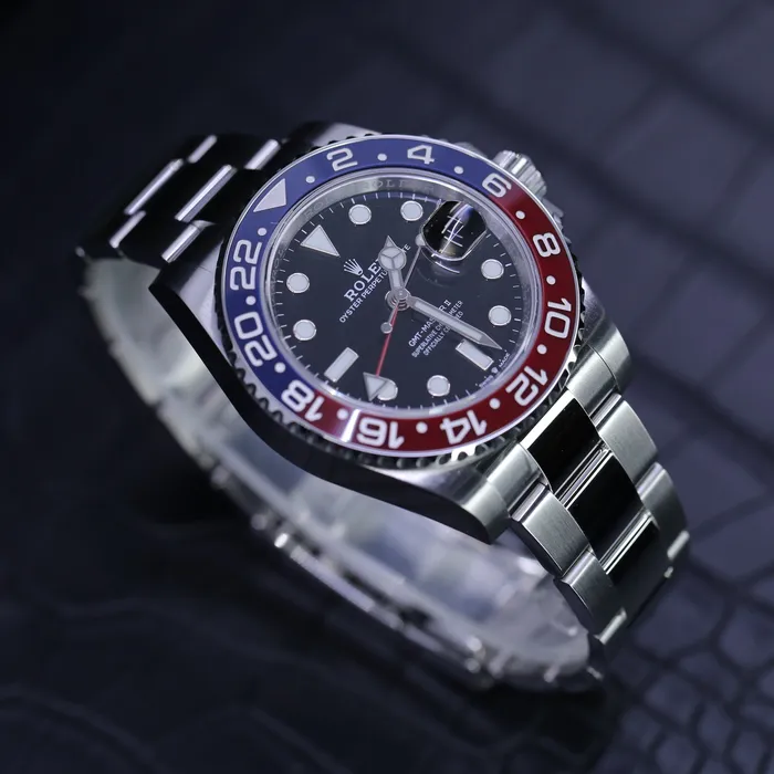 Bracelets Rolex Rolex GMTMaster II Pepsi 40mm Ref 116719BLRO Black Dial Red Blue Ceramic Bezel 18K White Gold Oyster Bracelet Mens Watch