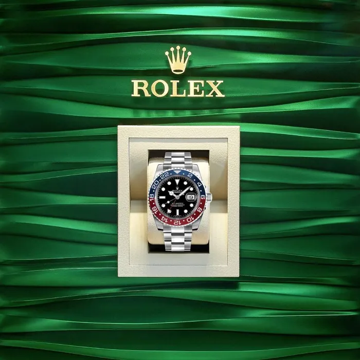Bracelets Rolex Rolex GMTMaster II Pepsi 40mm Ref 116719BLRO Black Dial Red Blue Ceramic Bezel 18K White Gold Oyster Bracelet Mens Watch