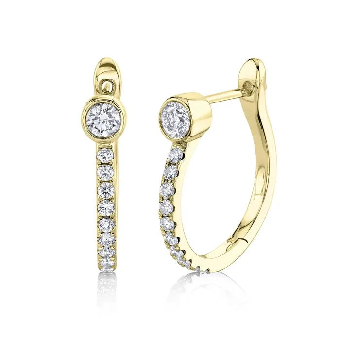Meierotto Jewelers Earrings 14K Yellow Gold Diamond Hoop Earrings