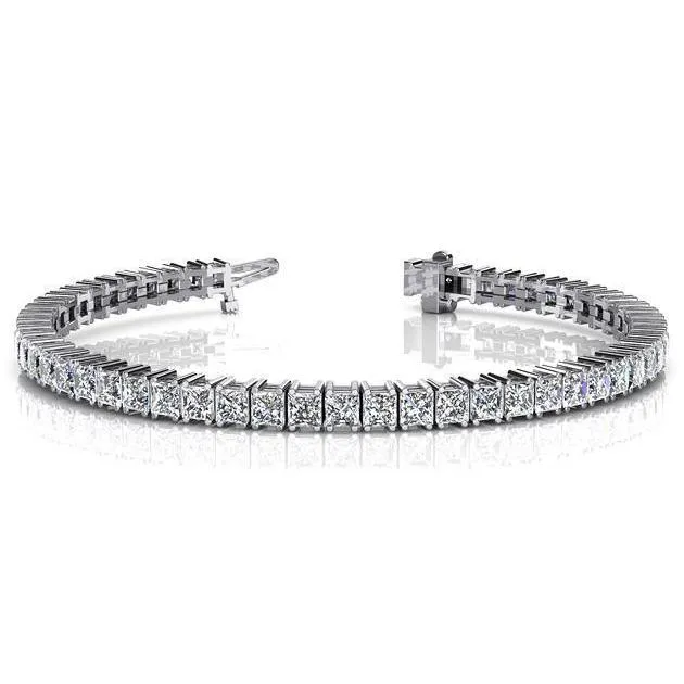 Bracelets Princess Cut Sparkling Natural Earth Mined Diamond Tennis Bracelet 11 Carat WG 14K GB Bracelets Princess Cut Sparkling Natural Earth Mined Diamond Tennis Bracelet 11 Carat WG 14K GB
