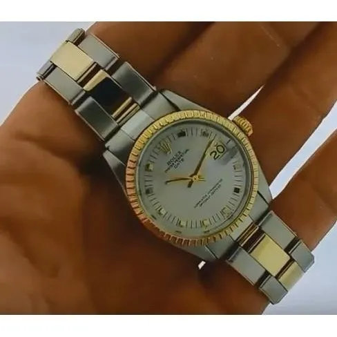 GB Bracelets Rolex Date 34 Mm Watch White Dial Yellow Gold Ss Oyster Bracelet