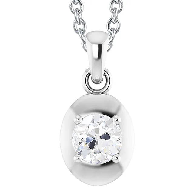 Solitaire Natural Earth Mined Diamond Pendant Old Mine Cut White Gold 14K 150 Carats HarryChadEntcom Necklaces