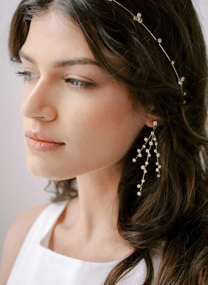 twigs honey Earrings Crystal droplet 3 strand earring Style 2303