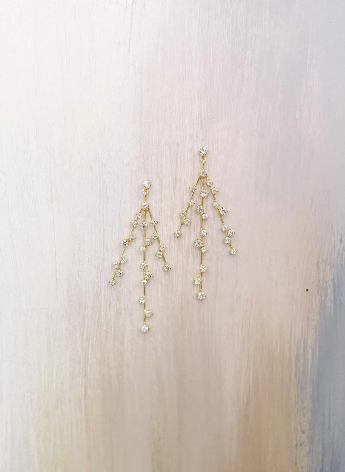 twigs honey Earrings Crystal droplet 3 strand earring Style 2303