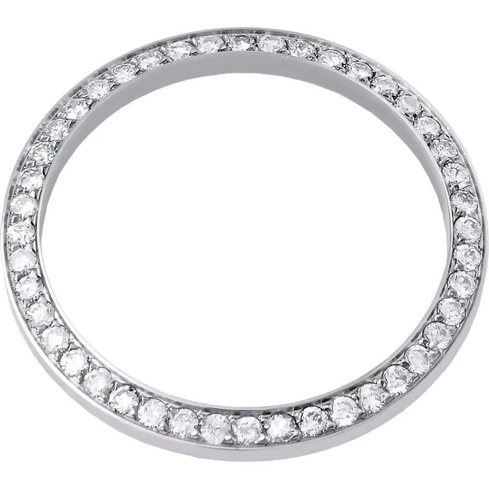 Watches White Gold Round Custom Mined Diamond To Fit Rolex Date All Watch Models GB