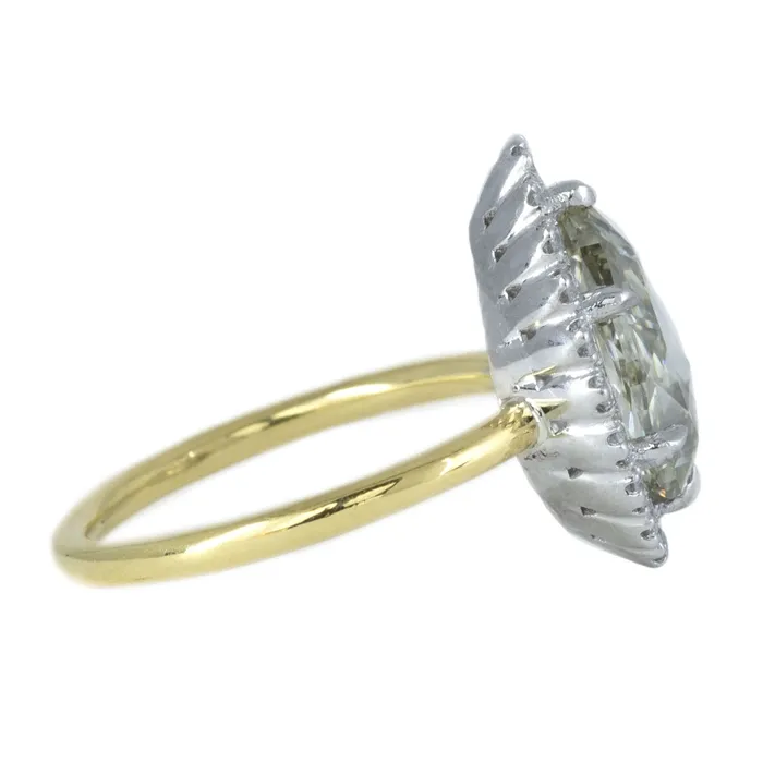 Anueva Jewelry Rings 224ct Grey Pear Rosecut Diamond and Scalloped Halo Antique Ring in Two Tone Gold
