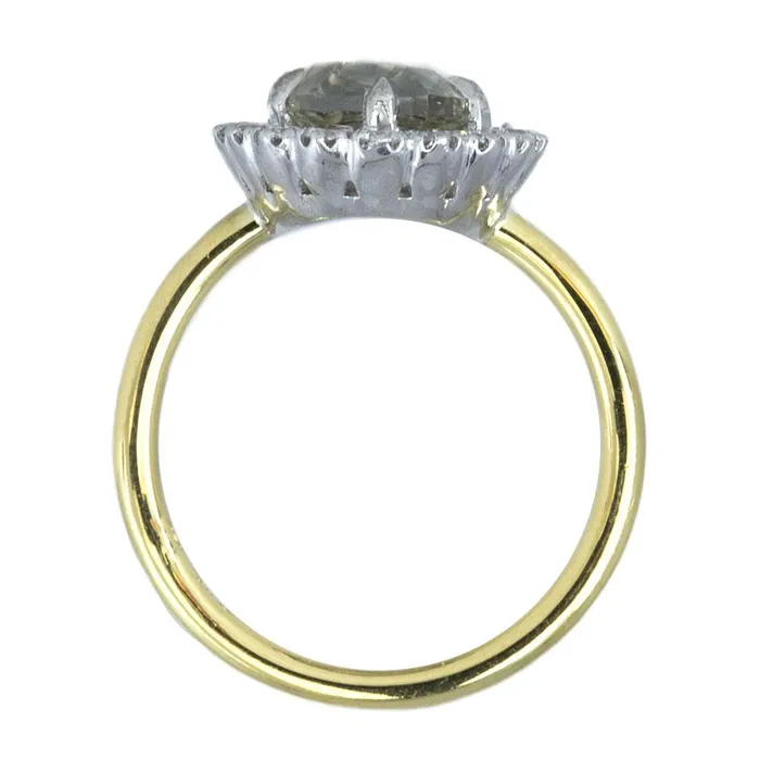 Anueva Jewelry Rings 224ct Grey Pear Rosecut Diamond and Scalloped Halo Antique Ring in Two Tone Gold