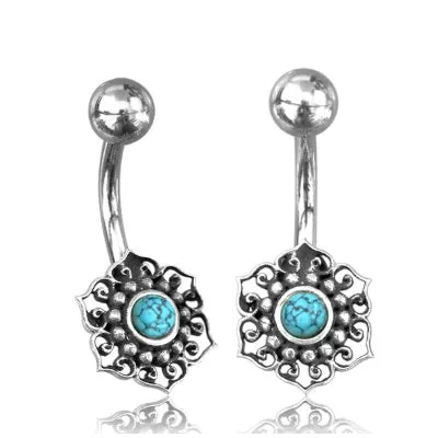 Chaotic Trading Rings Sterling Silver Turquoise Belly Ring