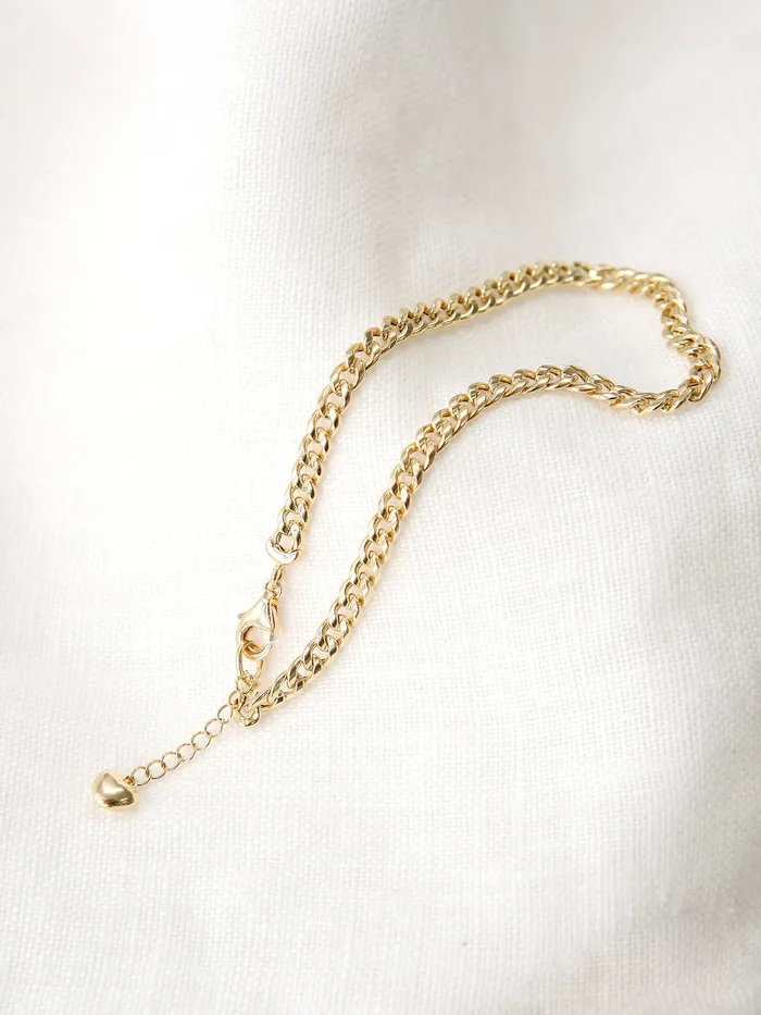 MinimalBijoux Bracelets 14K Gold Heart Chain Anklet Bracelet