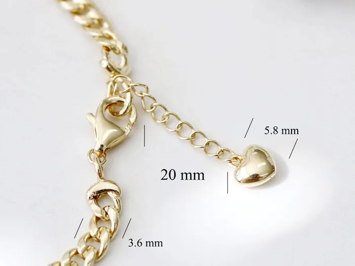 MinimalBijoux Bracelets 14K Gold Heart Chain Anklet Bracelet