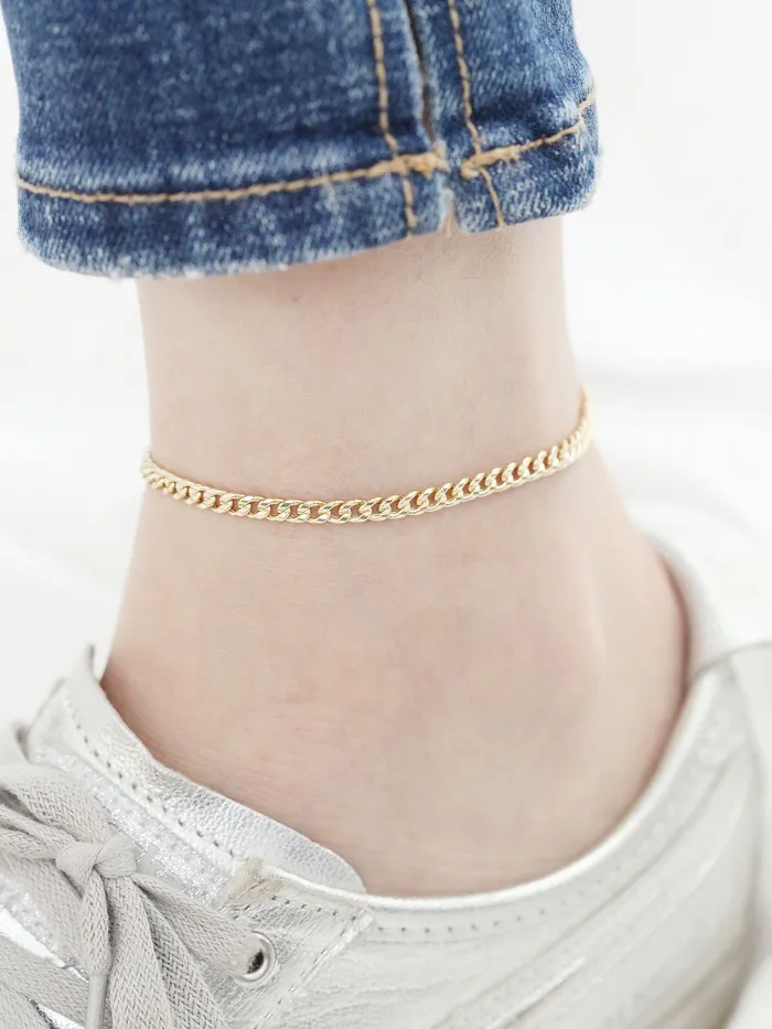 MinimalBijoux Bracelets 14K Gold Heart Chain Anklet Bracelet