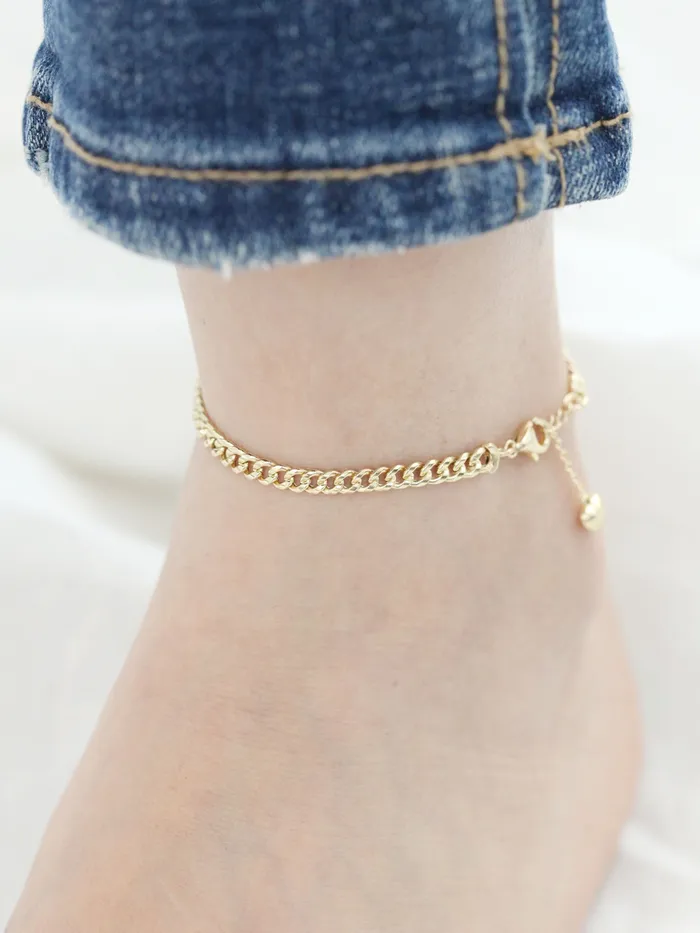 MinimalBijoux Bracelets 14K Gold Heart Chain Anklet Bracelet