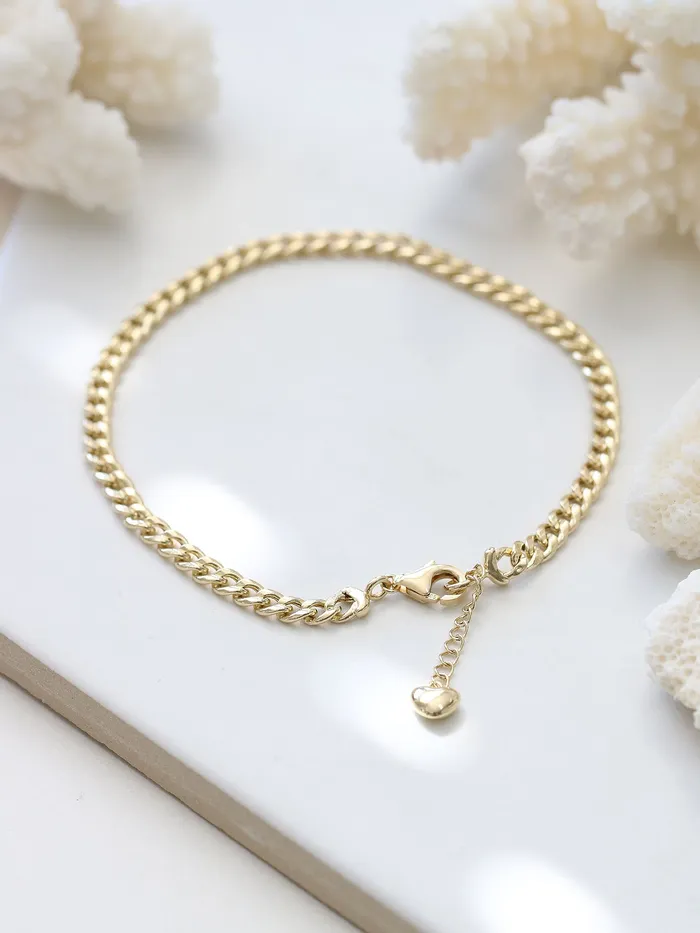 MinimalBijoux Bracelets 14K Gold Heart Chain Anklet Bracelet