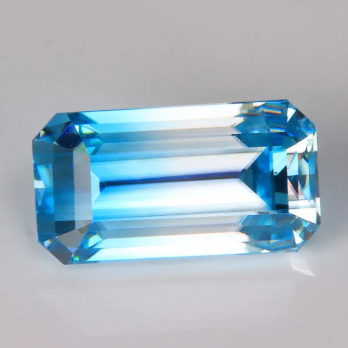 Moriartys Gem Art Rings Emerald Cut BiColor Blue Zircon from Malawi 300 ct