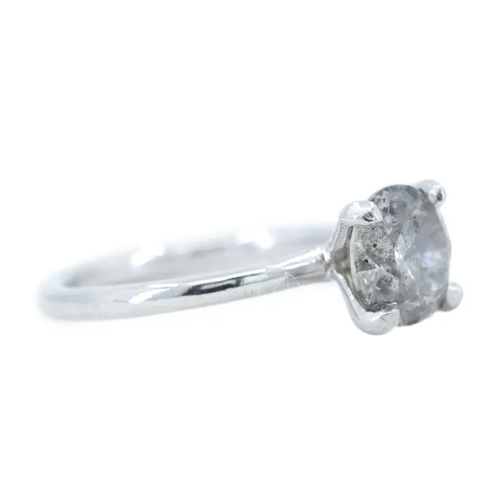 Rings 206ct Round GIA Fancy Grey Salt And Pepper Diamond Solitaire Ring In Platinum Anueva Jewelry