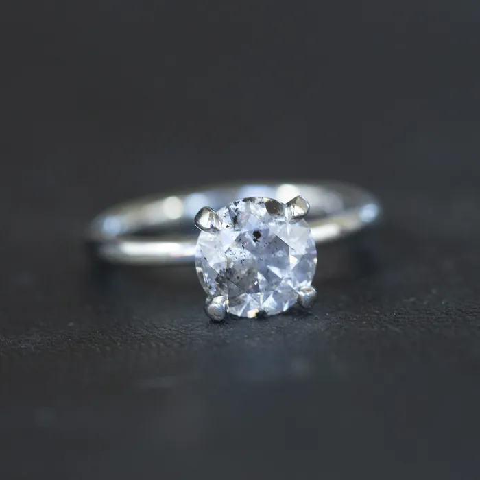 Rings 206ct Round GIA Fancy Grey Salt And Pepper Diamond Solitaire Ring In Platinum Anueva Jewelry