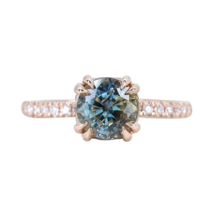 Rings Anueva Jewelry 210ct Multicolor Sapphire Solitaire Double Prong Ring with Diamonds in 14k Rose Gold Rings Anueva Jewelry 210ct Multicolor Sapphire Solitaire Double Prong Ring with Diamonds in 14k Rose Gold