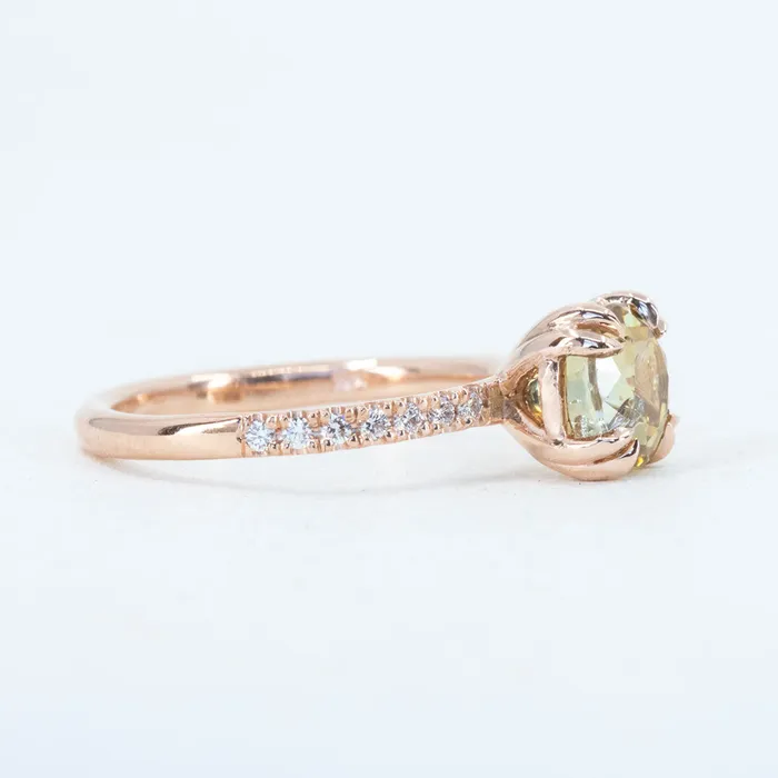 Rings Anueva Jewelry 210ct Multicolor Sapphire Solitaire Double Prong Ring with Diamonds in 14k Rose Gold