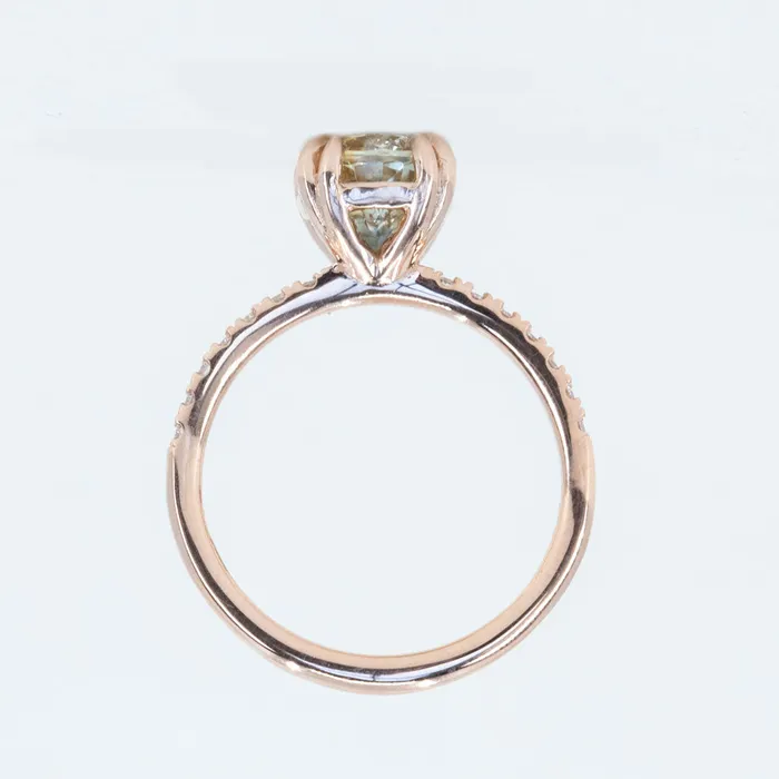 Rings Anueva Jewelry 210ct Multicolor Sapphire Solitaire Double Prong Ring with Diamonds in 14k Rose Gold