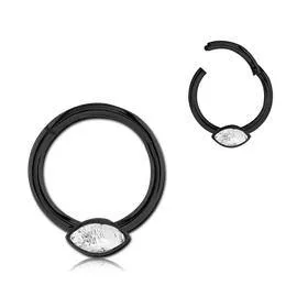 Rings Tulsa Body Jewelry Marquise CZ Black Hinged Segment Ring