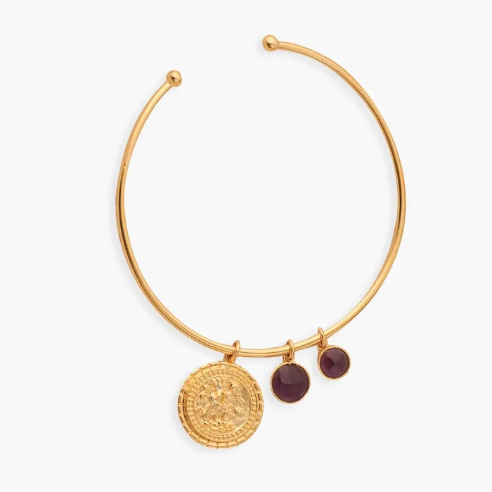 Amethyst Aquarius Zodiac Gold Plated Silver Chain Bracelet SILVER Bracelets