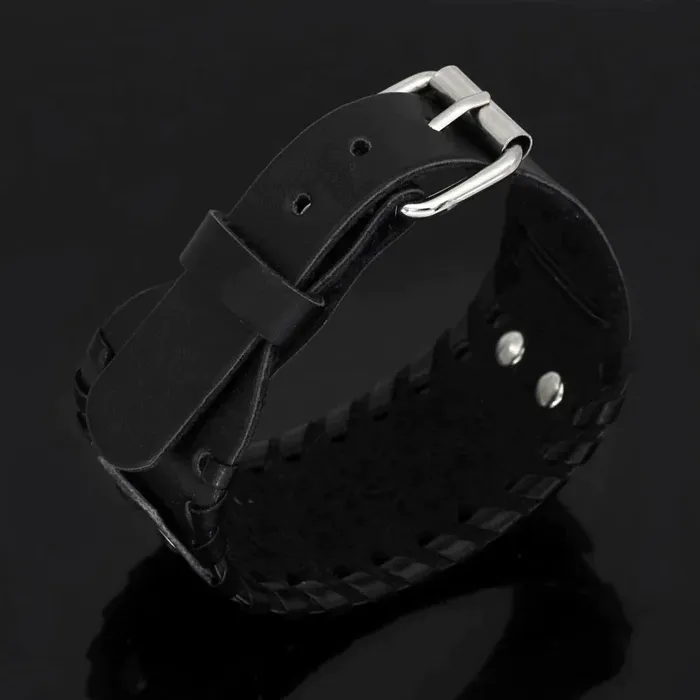 Bracelets VikingStore Helm of Awe Aegishjalmur Viking Leather Bracelet