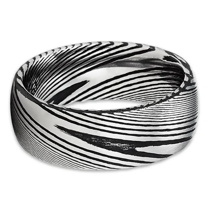 Clean Casting Jewelry Rings Damascus Steel Wedding Ring 8mm Ring Damascus Steel Ring Wedding Band