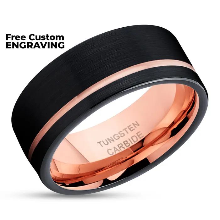 Clean Casting Jewelry Rings Rose Gold Tungsten Ring Rose Gold Tungsten Wedding Band Black Ring 18k Black Ring