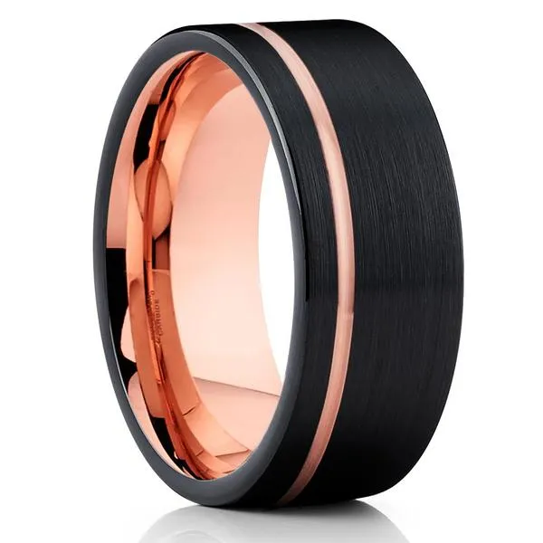 Clean Casting Jewelry Rings Rose Gold Tungsten Ring Rose Gold Tungsten Wedding Band Black Ring 18k Black Ring