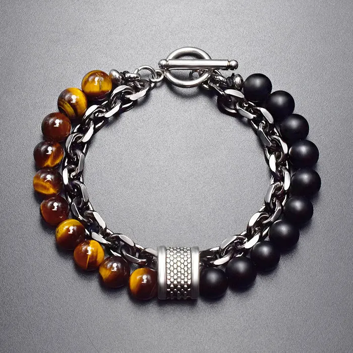 Doublelayer Beaded Stone Viking Bracelet VikingStore Bracelets