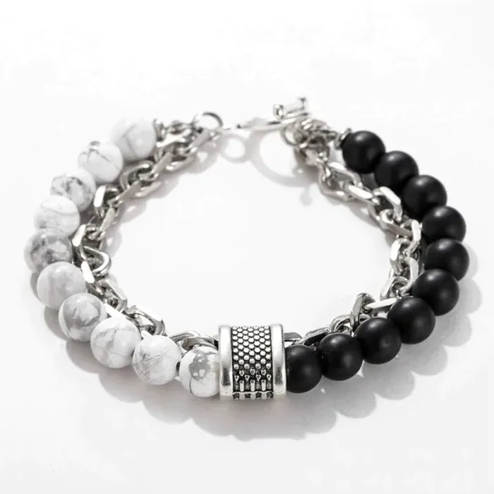Doublelayer Beaded Stone Viking Bracelet VikingStore Bracelets