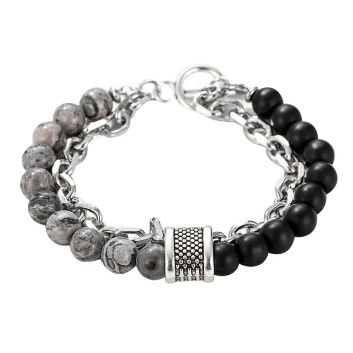 Doublelayer Beaded Stone Viking Bracelet VikingStore Bracelets