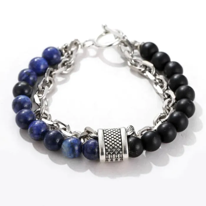 Doublelayer Beaded Stone Viking Bracelet VikingStore Bracelets