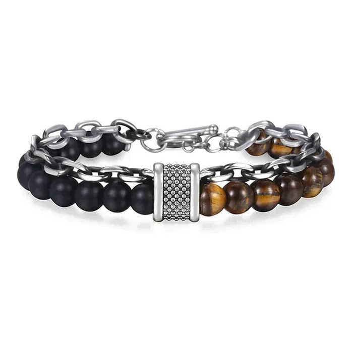 Doublelayer Beaded Stone Viking Bracelet VikingStore Bracelets