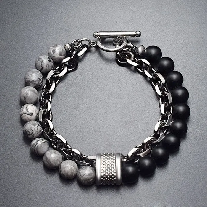Doublelayer Beaded Stone Viking Bracelet VikingStore Bracelets