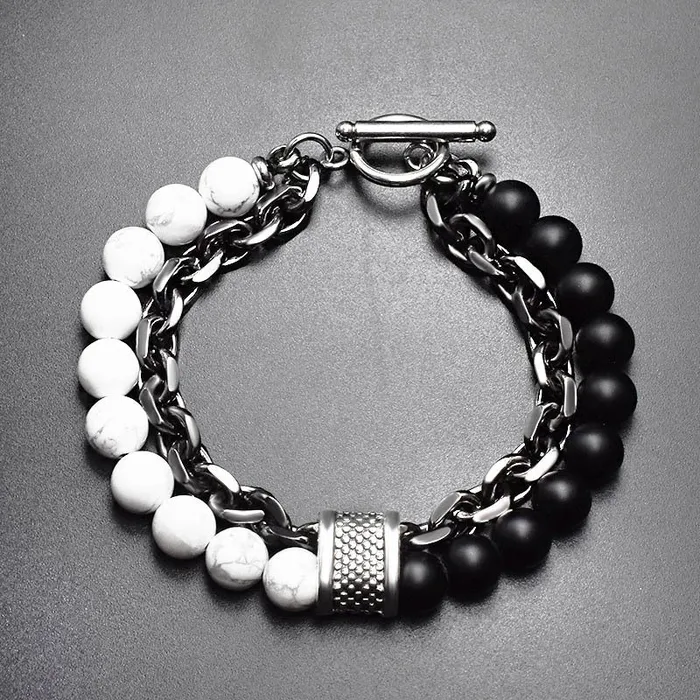 Doublelayer Beaded Stone Viking Bracelet VikingStore Bracelets