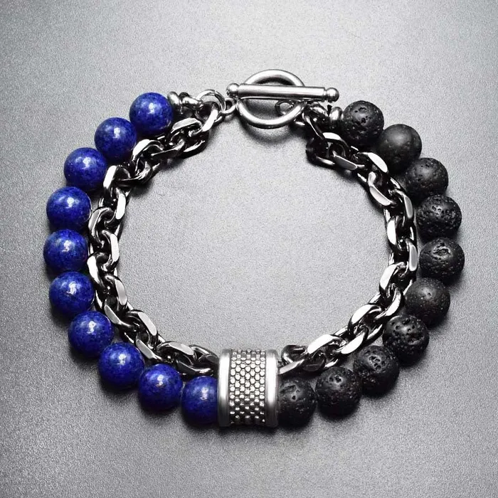 Doublelayer Beaded Stone Viking Bracelet VikingStore Bracelets