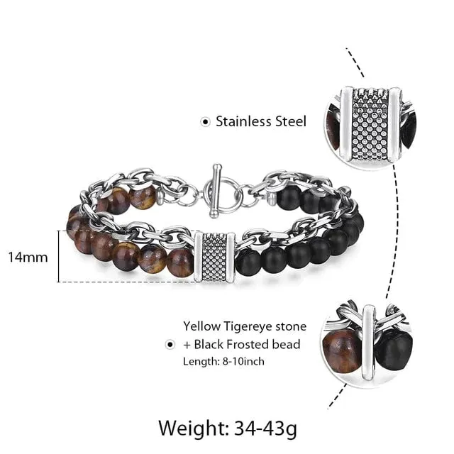 Doublelayer Beaded Stone Viking Bracelet VikingStore Bracelets