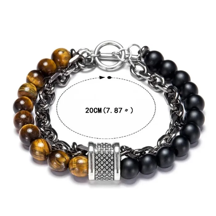 Doublelayer Beaded Stone Viking Bracelet VikingStore Bracelets