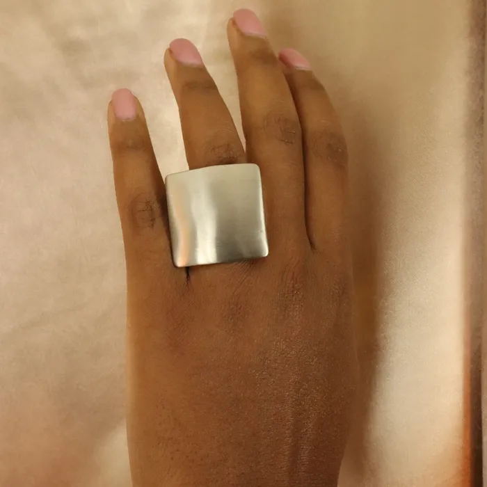Kaabo Fulani Inspired Stainless Steel Square Ring Omolola Jewellery Rings