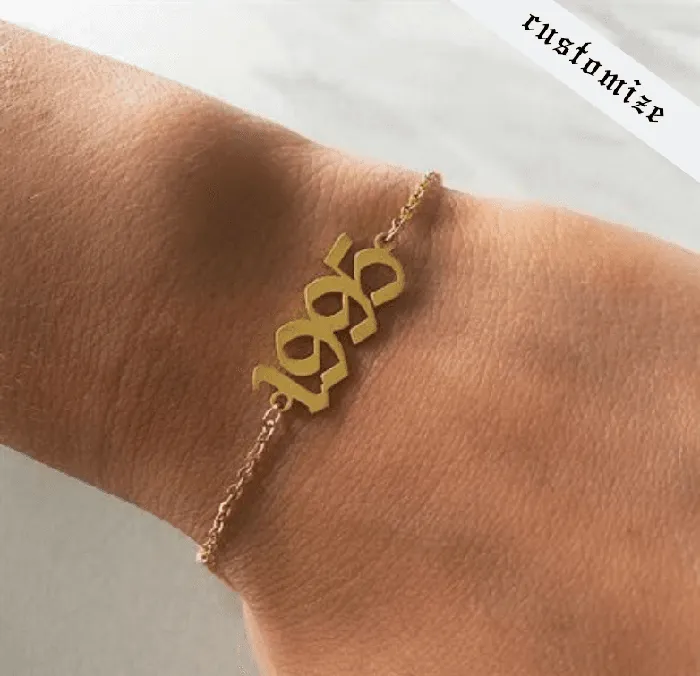Old English Birthdate Bracelet aiobo Bracelets