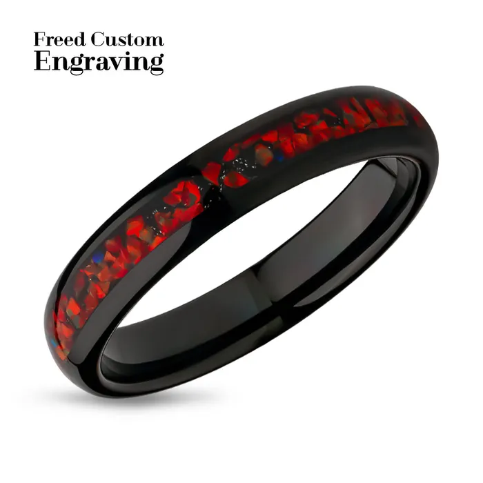 Rings 4mm Wedding Ring Galaxy Opal Wedding Ring Black Tungsten Ring Tungsten Wedding Band Clean Casting Jewelry