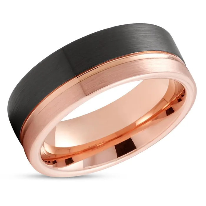 Rings Clean Casting Jewelry Mens Rose Gold Tungsten Wedding Ring Black Tungsten Ring 8mm Wedding Ring Tungsten Carbide Rings Clean Casting Jewelry Mens Rose Gold Tungsten Wedding Ring Black Tungsten Ring 8mm Wedding Ring Tungsten Carbide