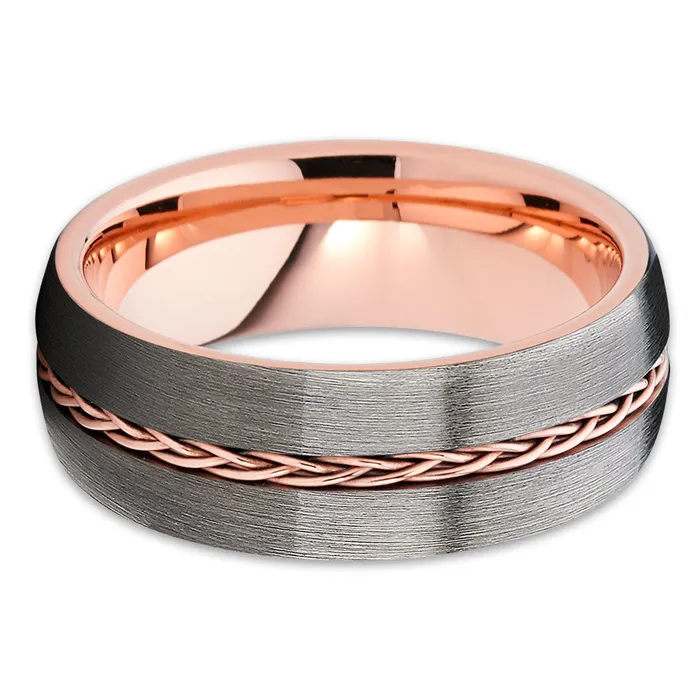 Rings Clean Casting Jewelry Rose Gold Tungsten Wedding Band Braid Ring Gunmetal Gray Tungsten Wedding Ring