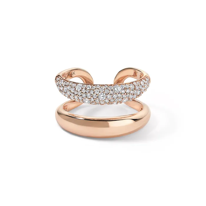 SG Fine Gold and Diamond Double Domed Ring Rings